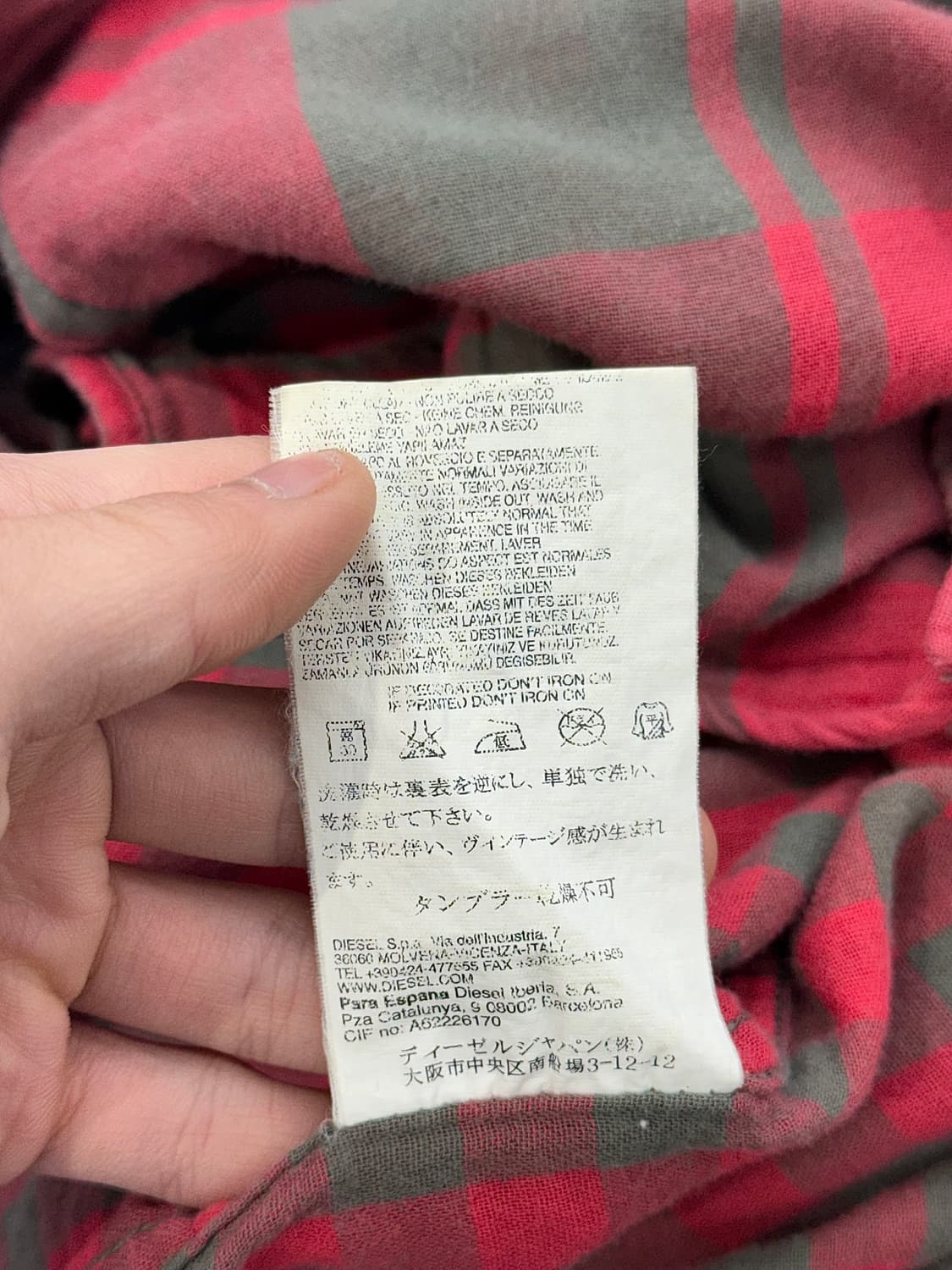 디젤 피그먼트 워시 웨스턴 스냅 체크 코튼 셔츠 상품이미지9