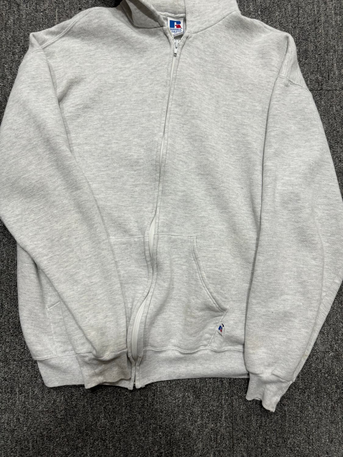 90s USA 빈티지 러셀 후드집업 라이트 그레이 XL 상품이미지5