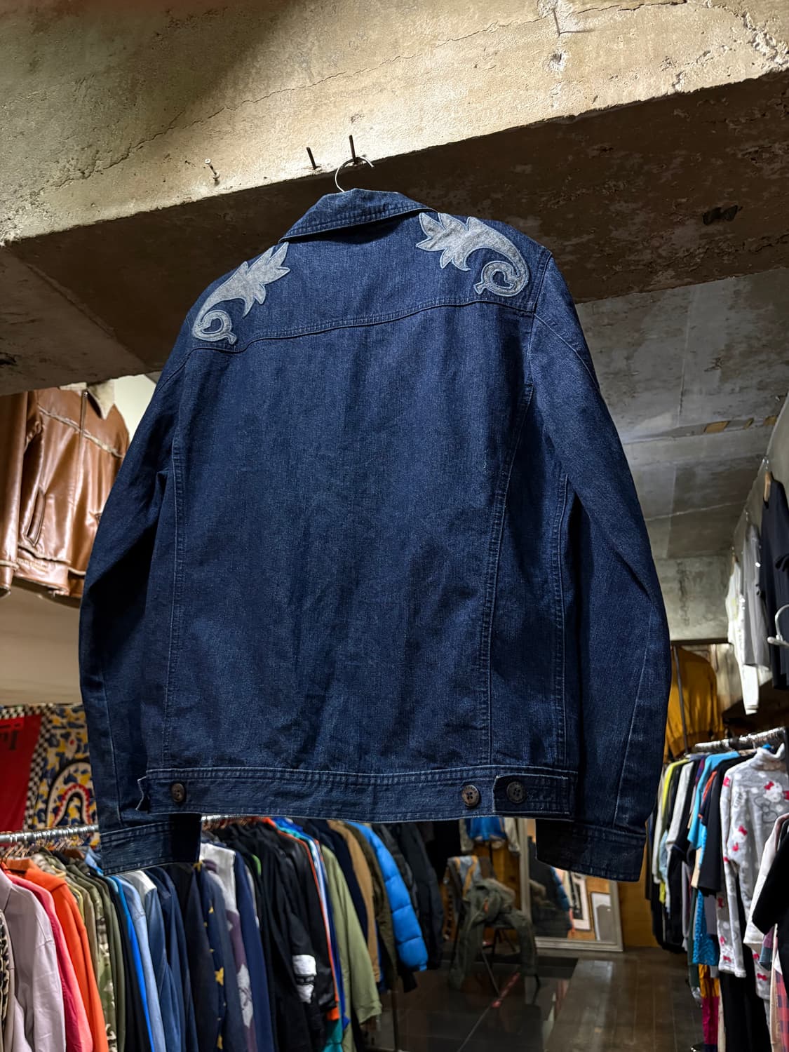 90s Versace 베르사체 패턴 포인트 데님 자켓 상품이미지3