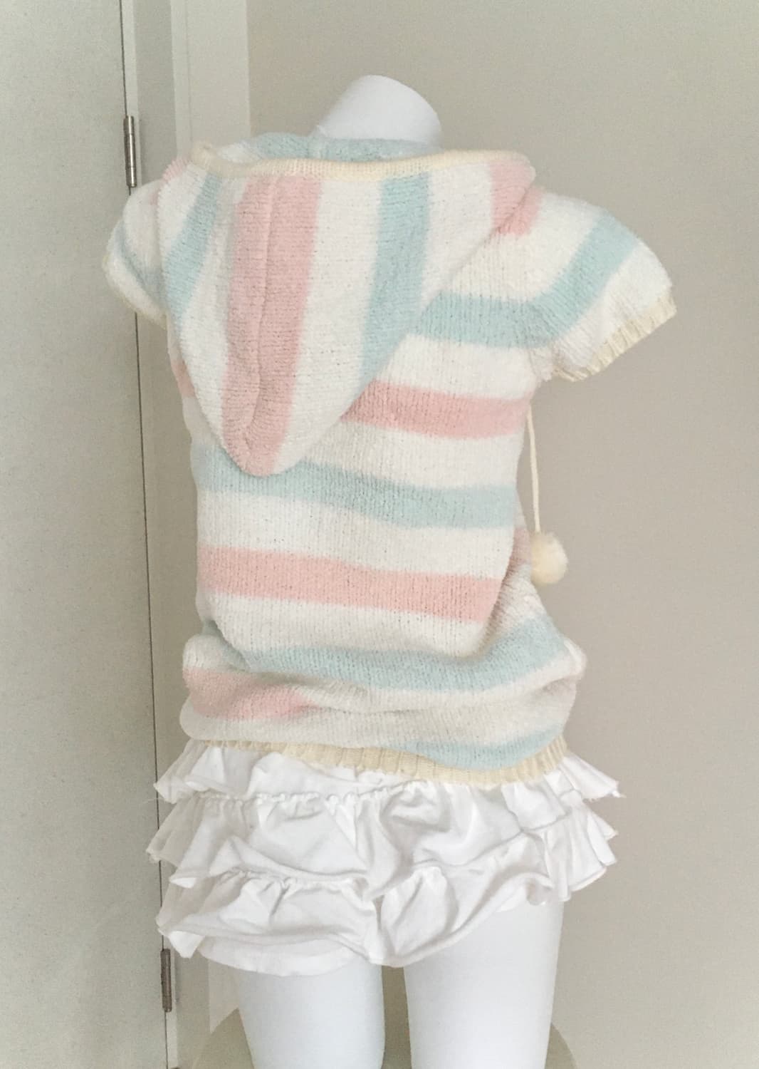 코튼캔디 솜사탕 파스텔 스트라이프 후드티 헤이세이 갸루 모리걸 상품이미지3