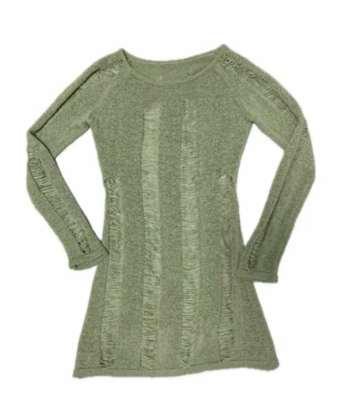 데미지 루즈 니트 연두 상품이미지1