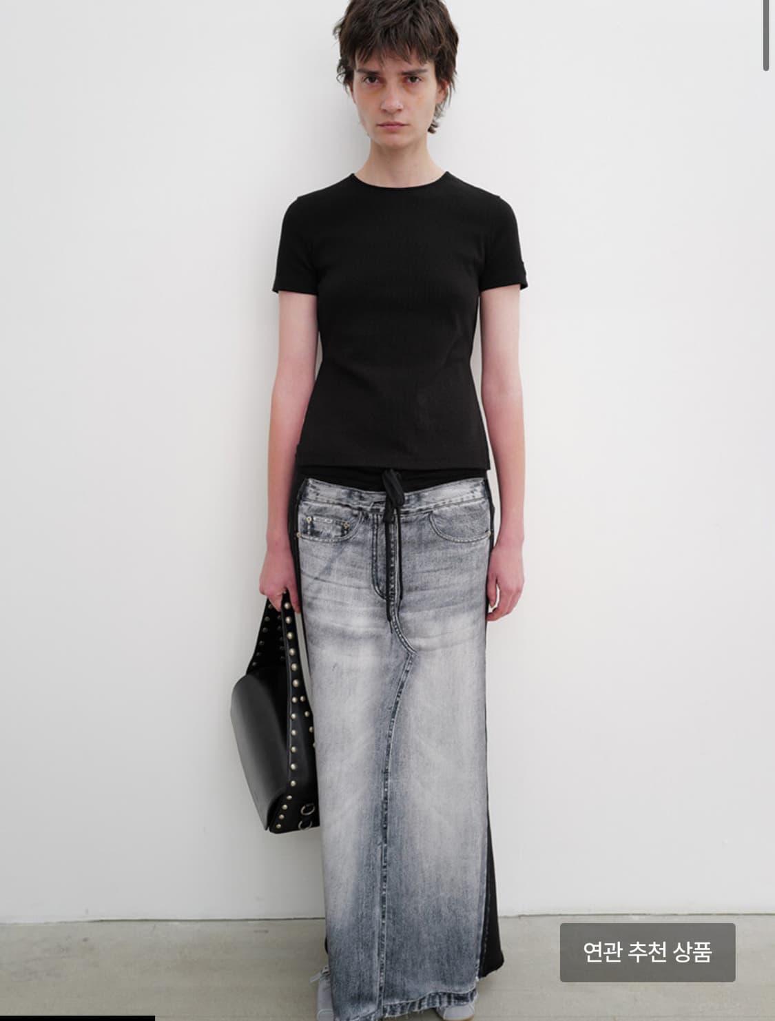 오픈와이와이FRONT JEAN EFFECT JERSEY SKIRT, BL 상품이미지1