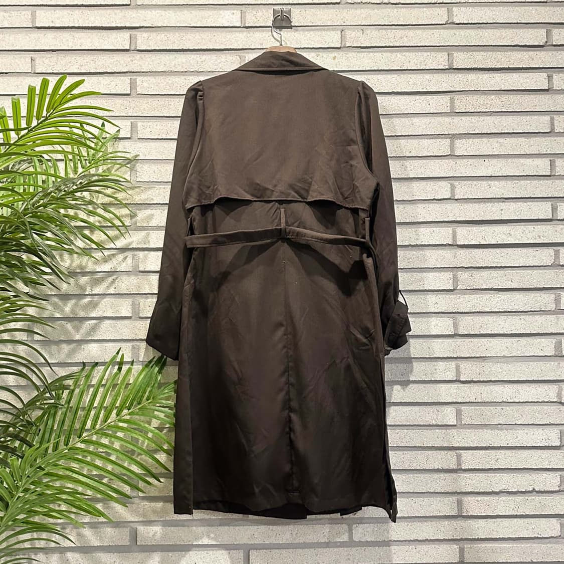 JPN VINTAGE 더블 트렌치 롱코트 벨티드 투포켓 디테일 브라운 상품이미지2