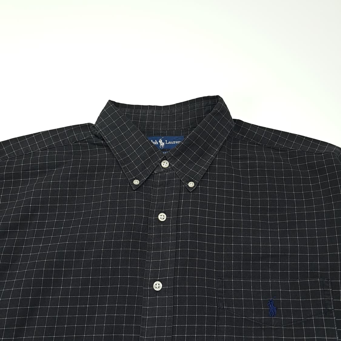 CL659 XL 폴로 90s 블랙 스몰 체크 다크그레이 셔츠 남방 상품이미지2