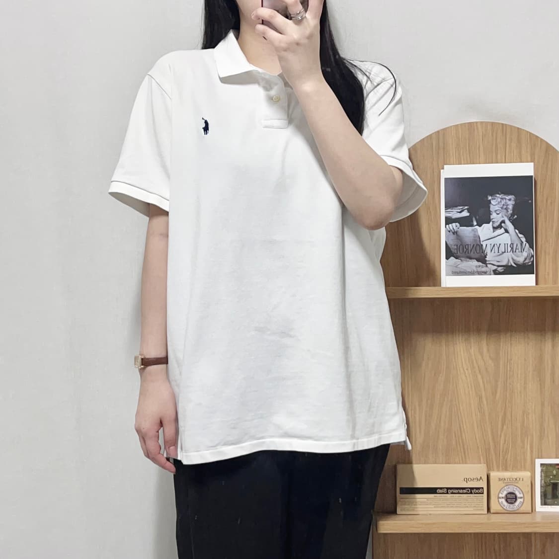 [정품] 폴로 화이트 / 네이비포니 반팔 카라티 [ XXL ] 상품이미지2