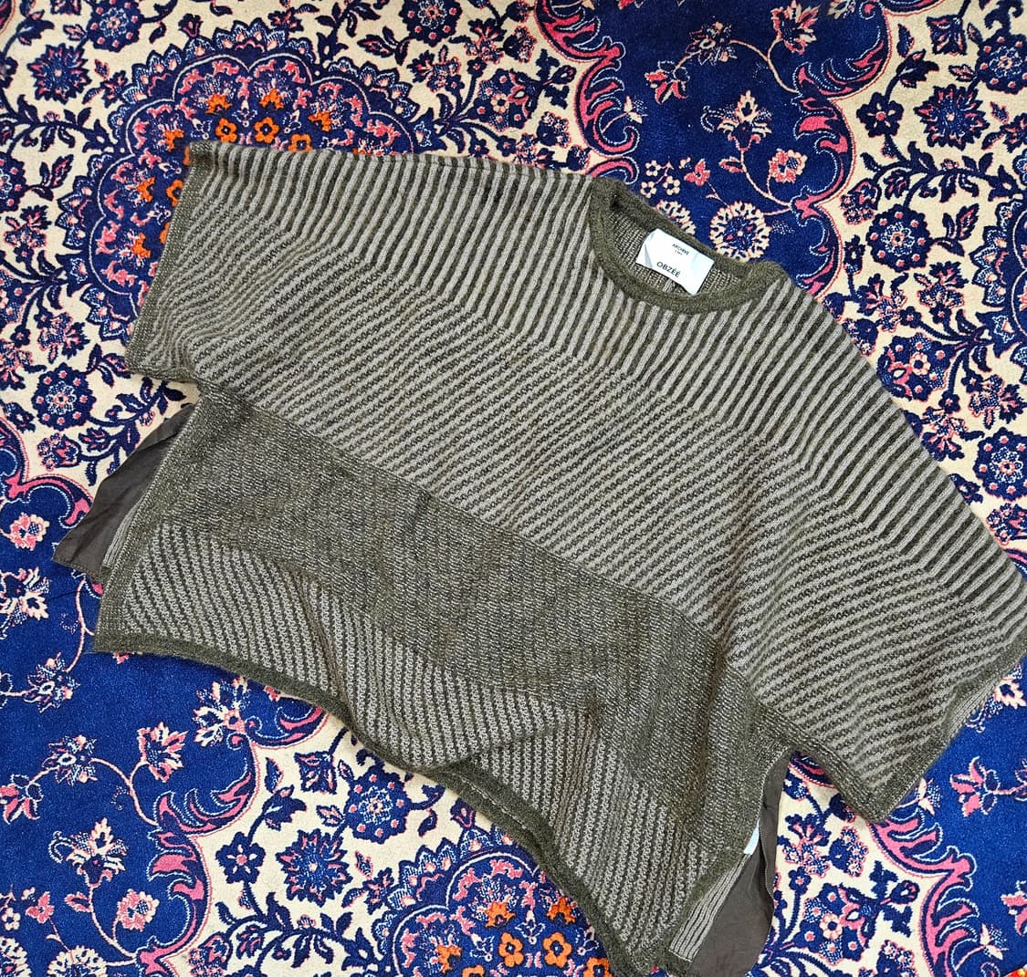 오브제(OBZEE) 패턴 블럭 레이어드 숏 니트 Free size 상품이미지1