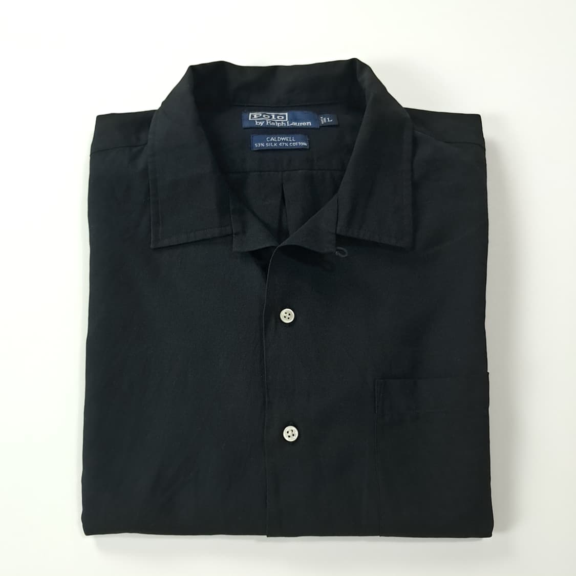 CK452 L 폴로 90s 실크 박스핏 블랙 반팔 셔츠 남방 상품이미지7