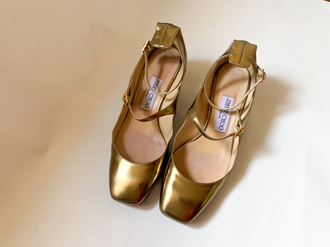 JIMMY CHOO 지미추 윌버 골드 메리제인 슈즈 EU37 상품이미지1