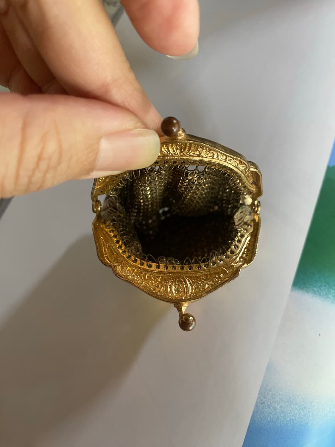 골드 메탈 메시 빈티지 코인 퍼스 지갑 상품이미지4