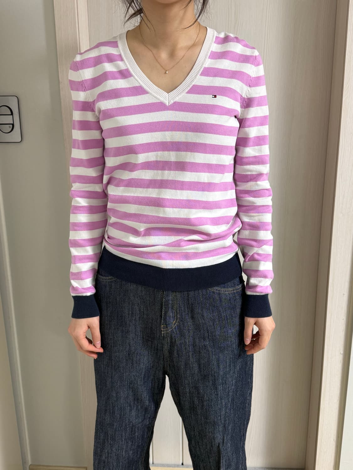 타미힐피거 쿨핑크 줄무늬 긴팔티 상품이미지1