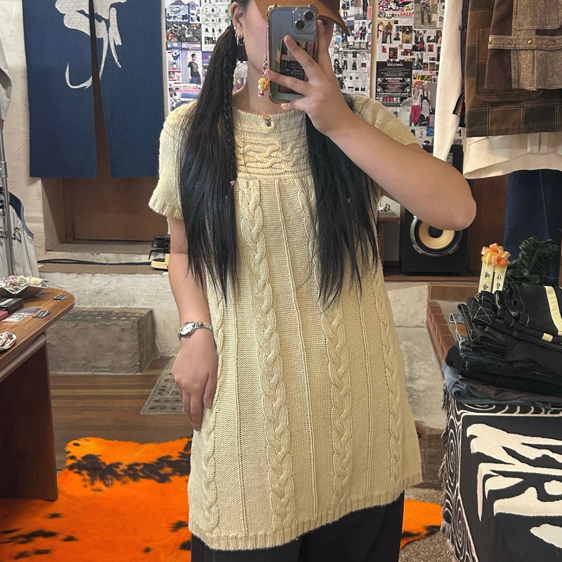 JPN 모리걸 꽤배기 반팔 니트 원피스 상품이미지1