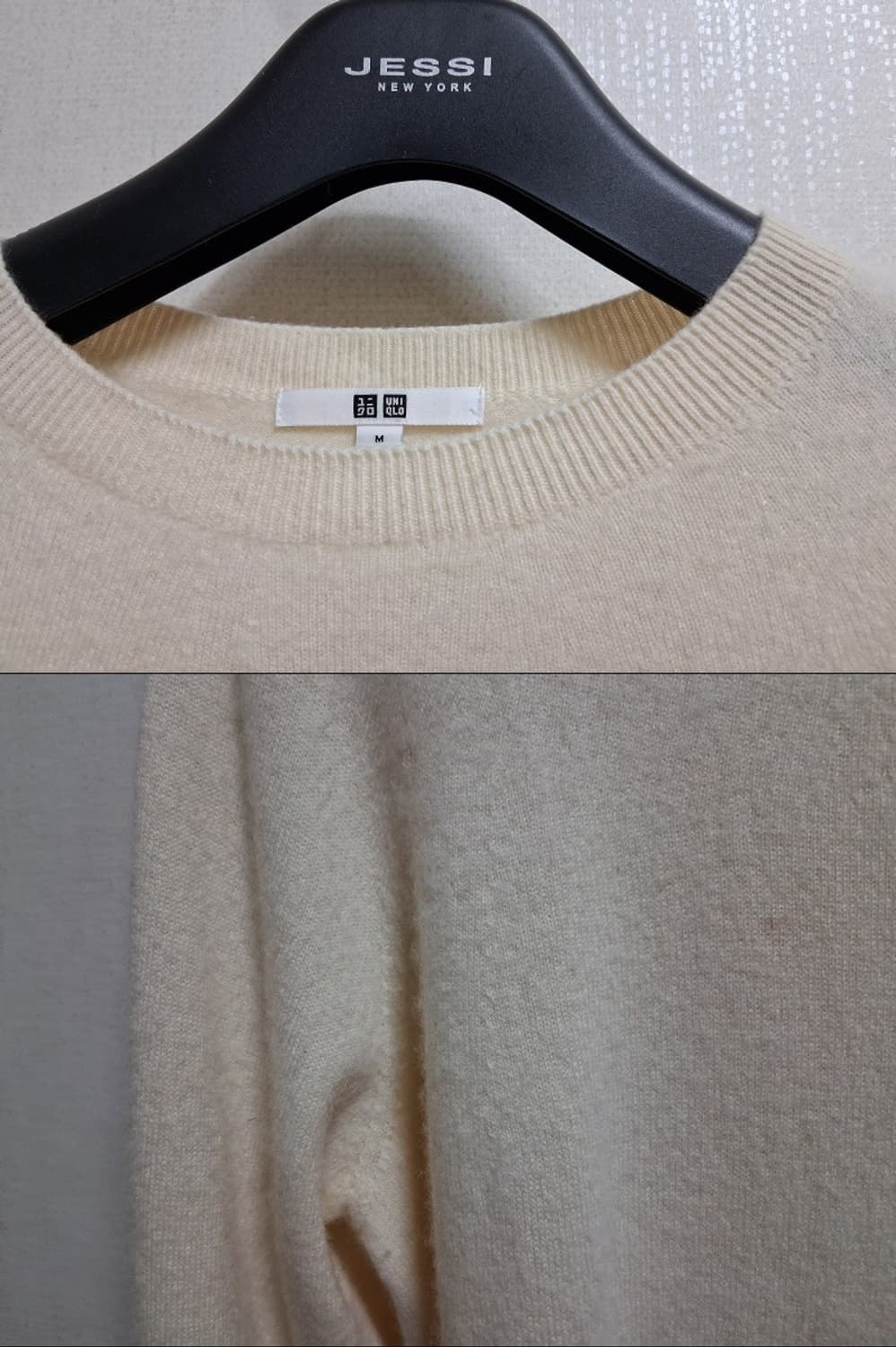 일본빈티지 유니클로 100%퓨어캐시미어 니트 아이보리캐시미어 5566
원 상품이미지4