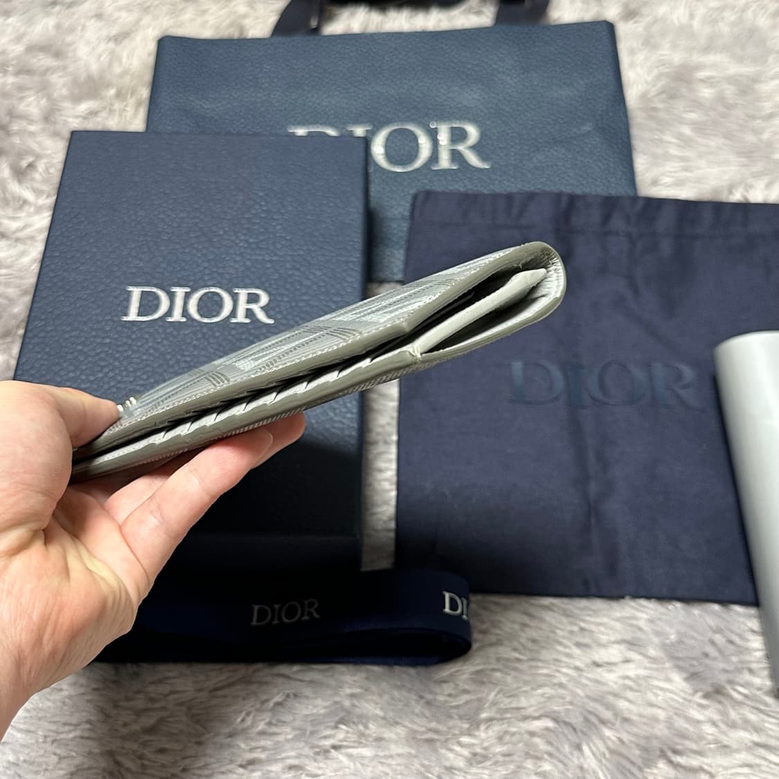 [풀구성] 디올 CD 다미아몬드 장지갑 그레이 상품이미지6