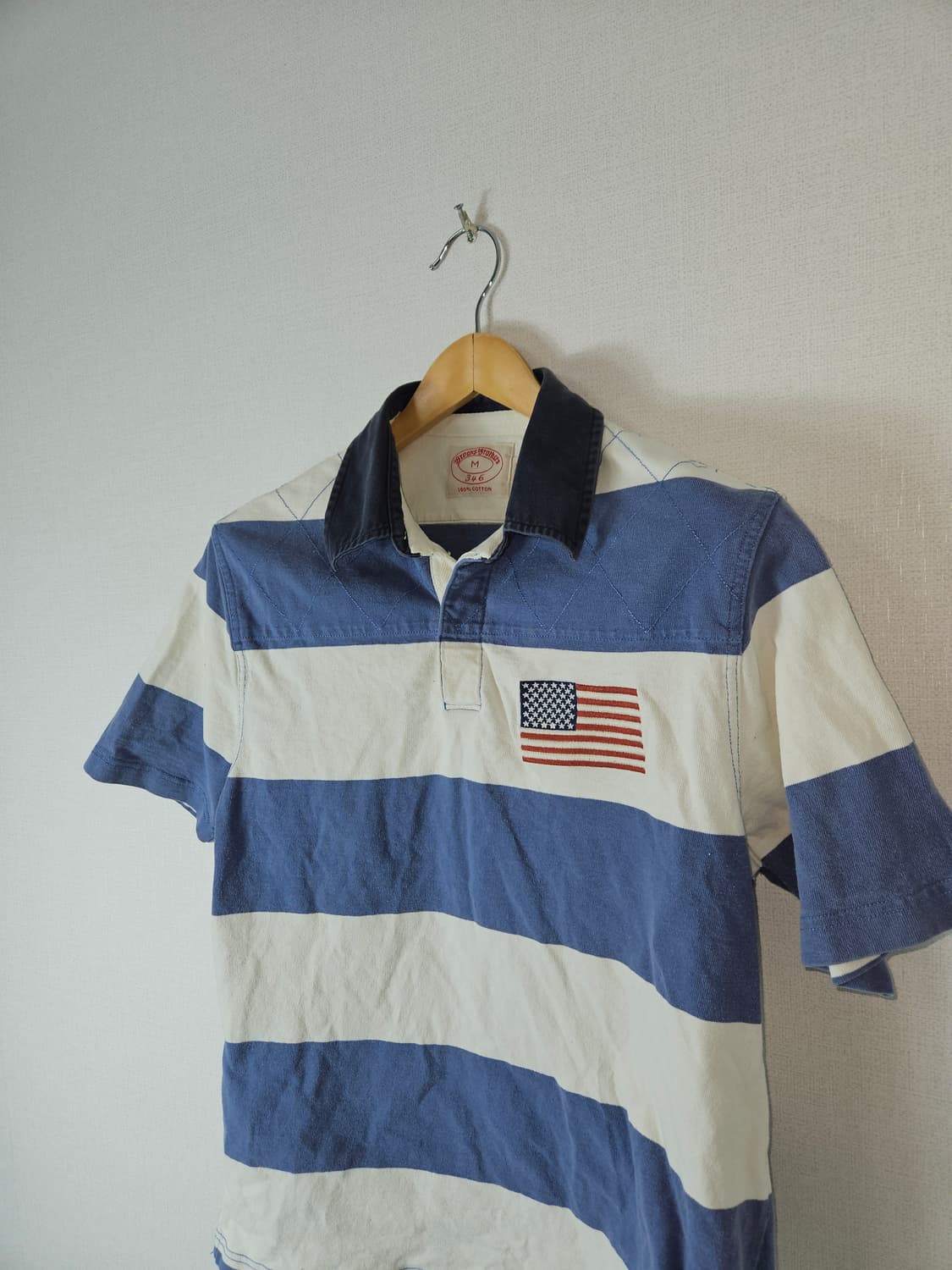 브룩스브라더스 USA 성조기 럭비 카라티 반팔 폴로 피케티 빈티지 M 상품이미지5