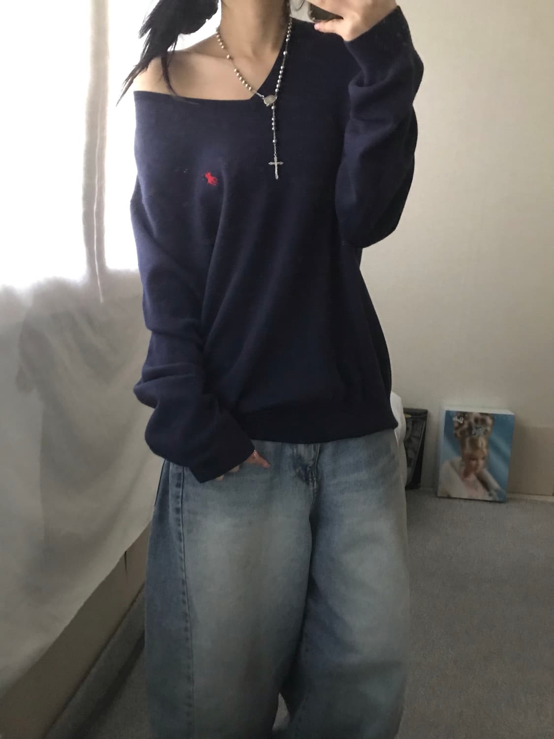 폴로 네이비 브이넥 니트 상품이미지2