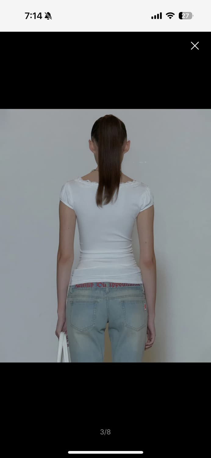 스컬프터Lace Trim Wrap Tee White 상품이미지3