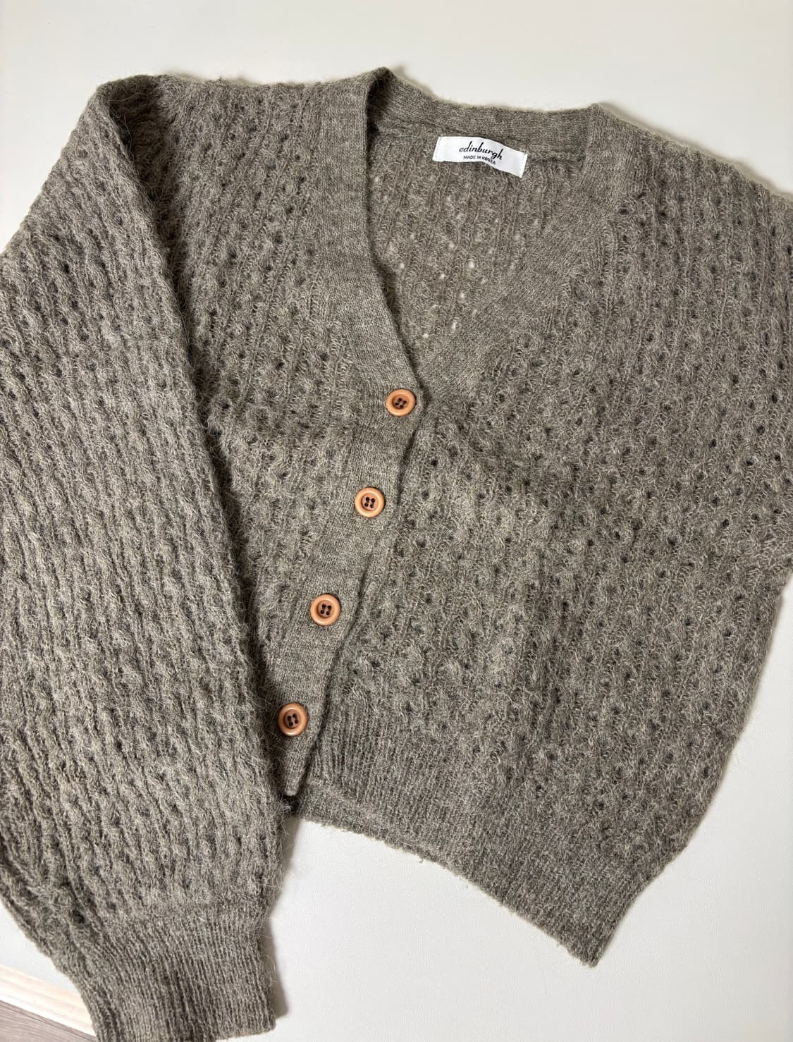 앙고라 벌룬소매 모카 가디건 상품이미지2