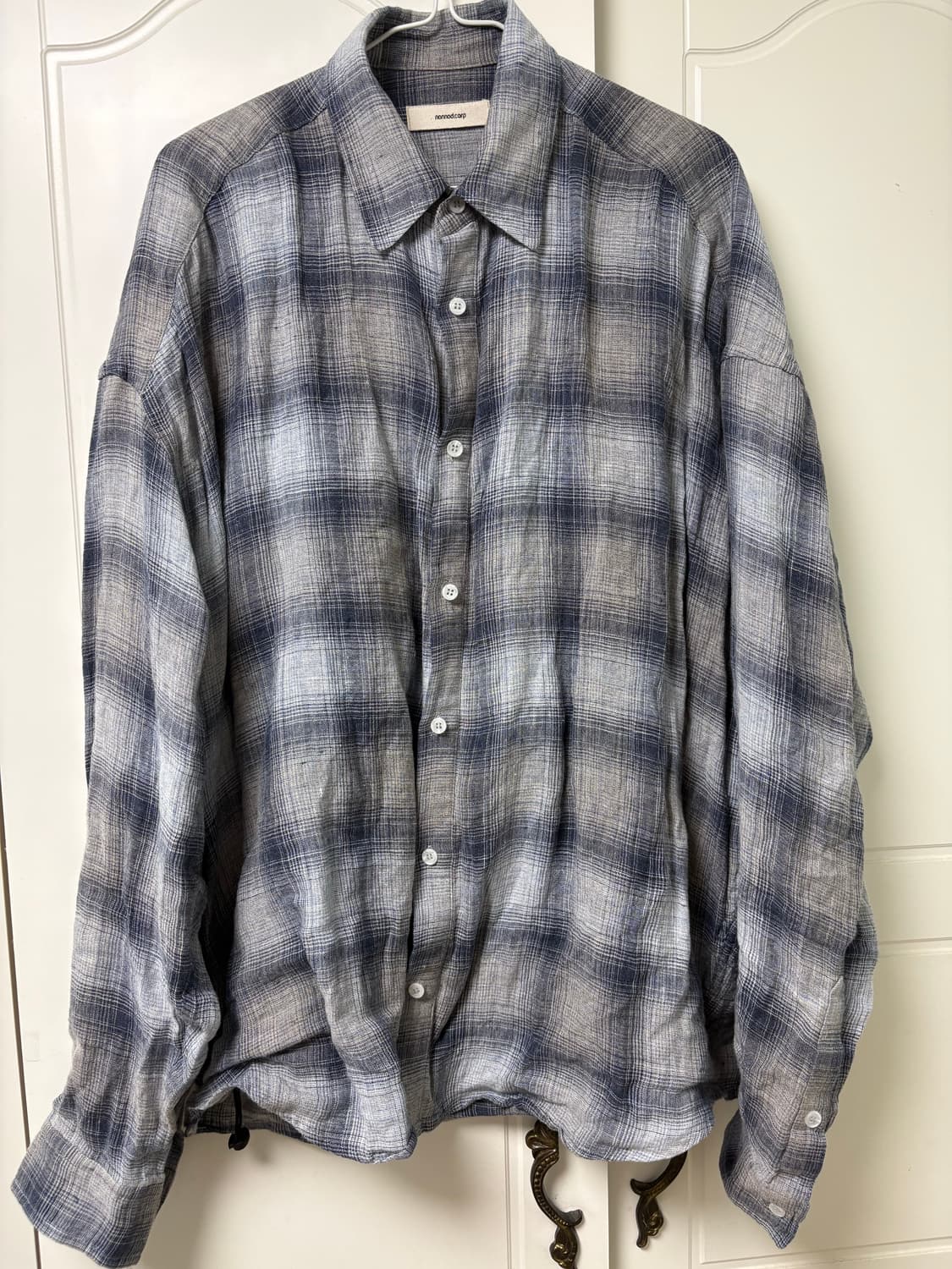 논노드 플렉서블 스트링 체크 셔츠 1사이즈 상품이미지2