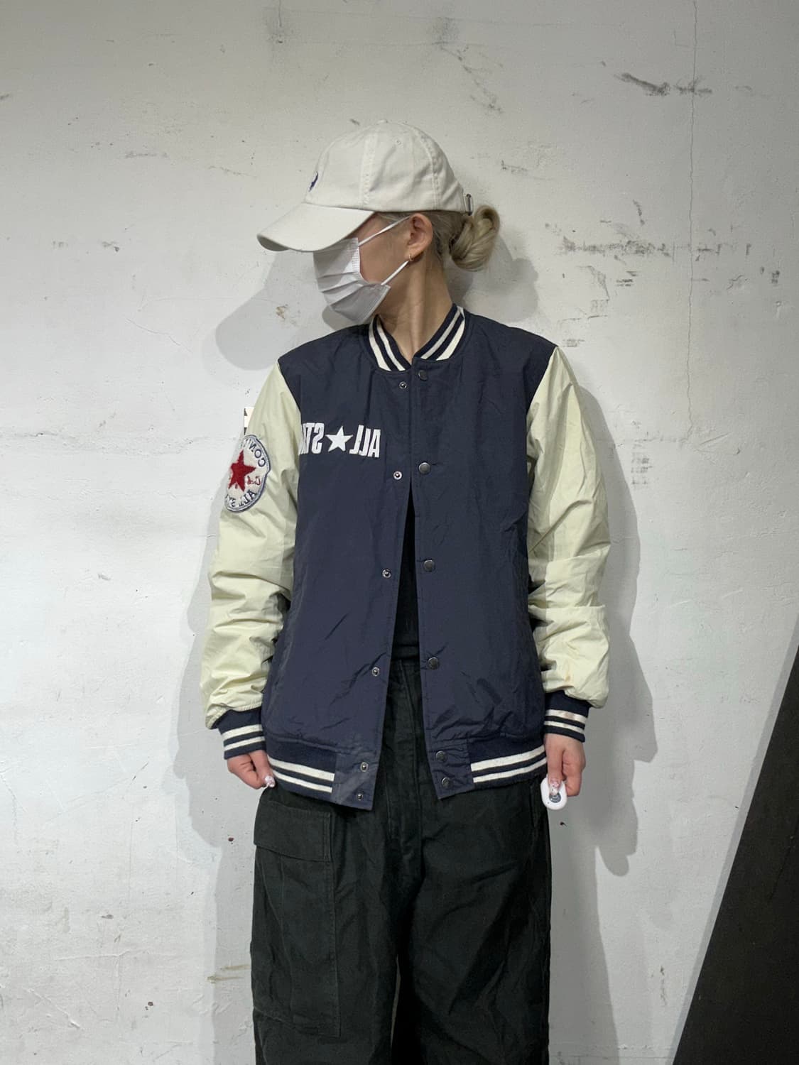 컨버스 네이비 올드스쿨 누빔 바시티 자켓 스타디움 점퍼 M 상품이미지2