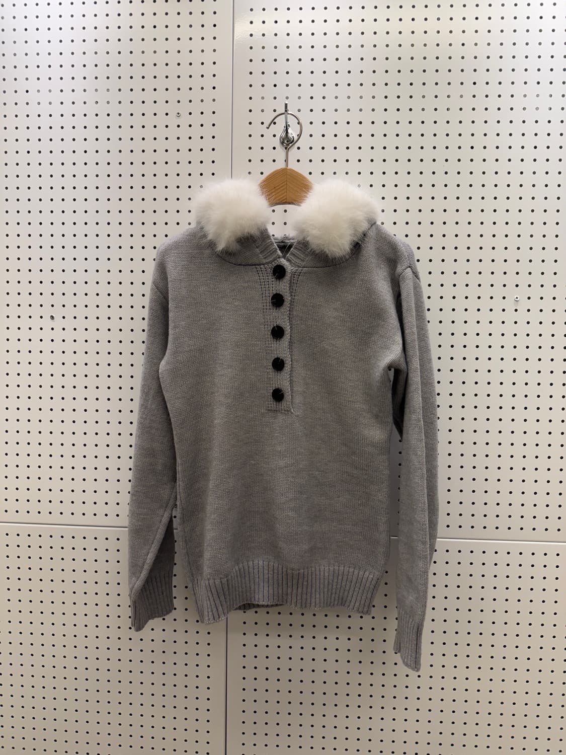 빈티지 y2k 버튼 니트 털 후드 U256 상품이미지2