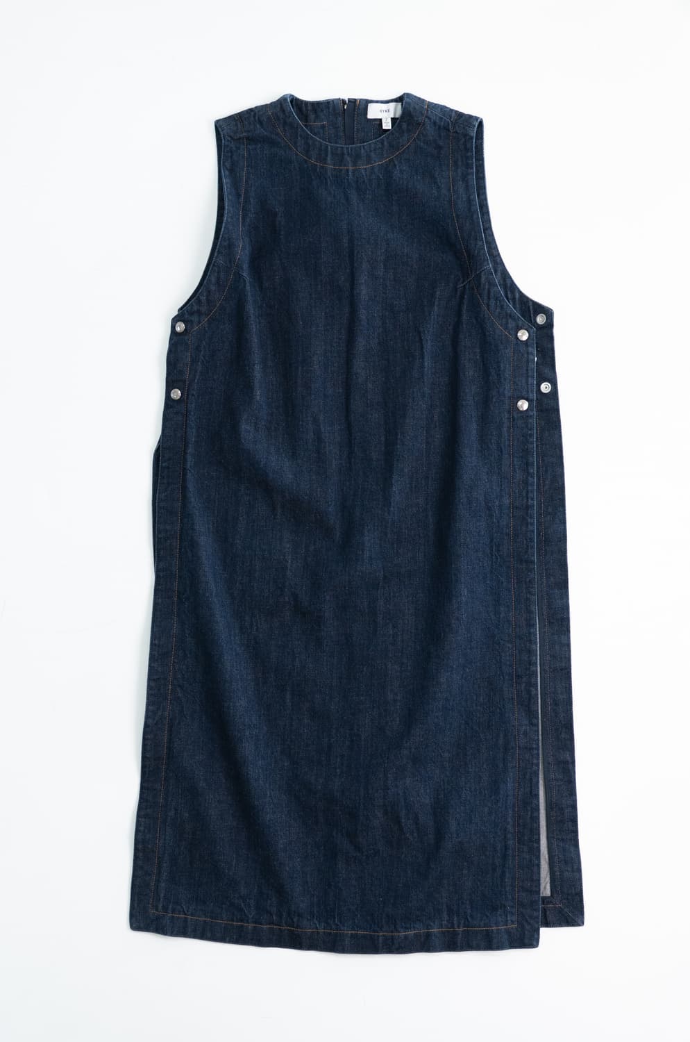 [HYKE] 하이크 사이드 스냅 데님 롱 베스트 상품이미지2