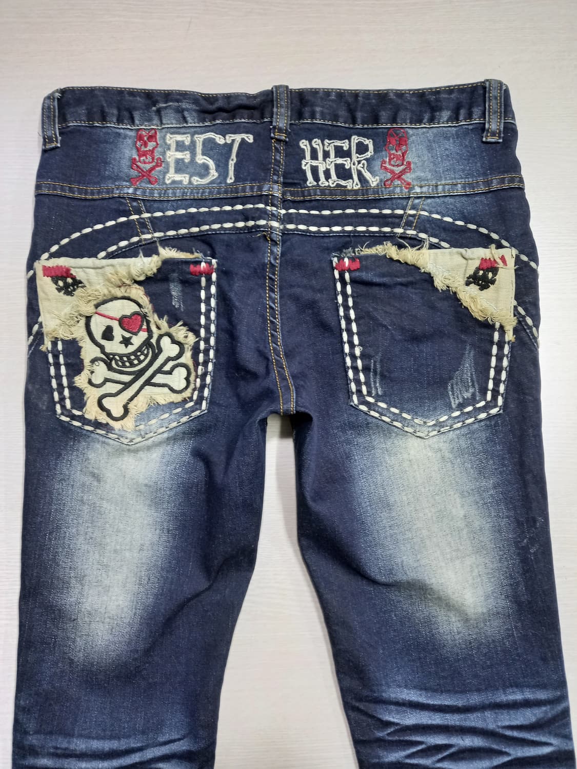 32 ESTHER 약골반 워싱 스판스키니 진청 32-370 상품이미지4