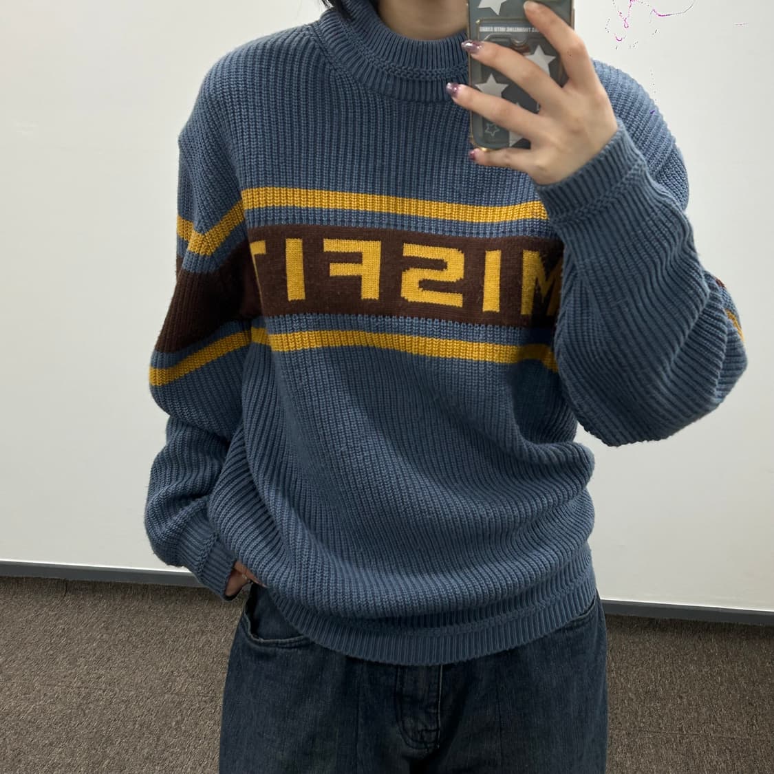 Sculptor 스컬프터 misfit 블루 버건디 배색니트 상품이미지1