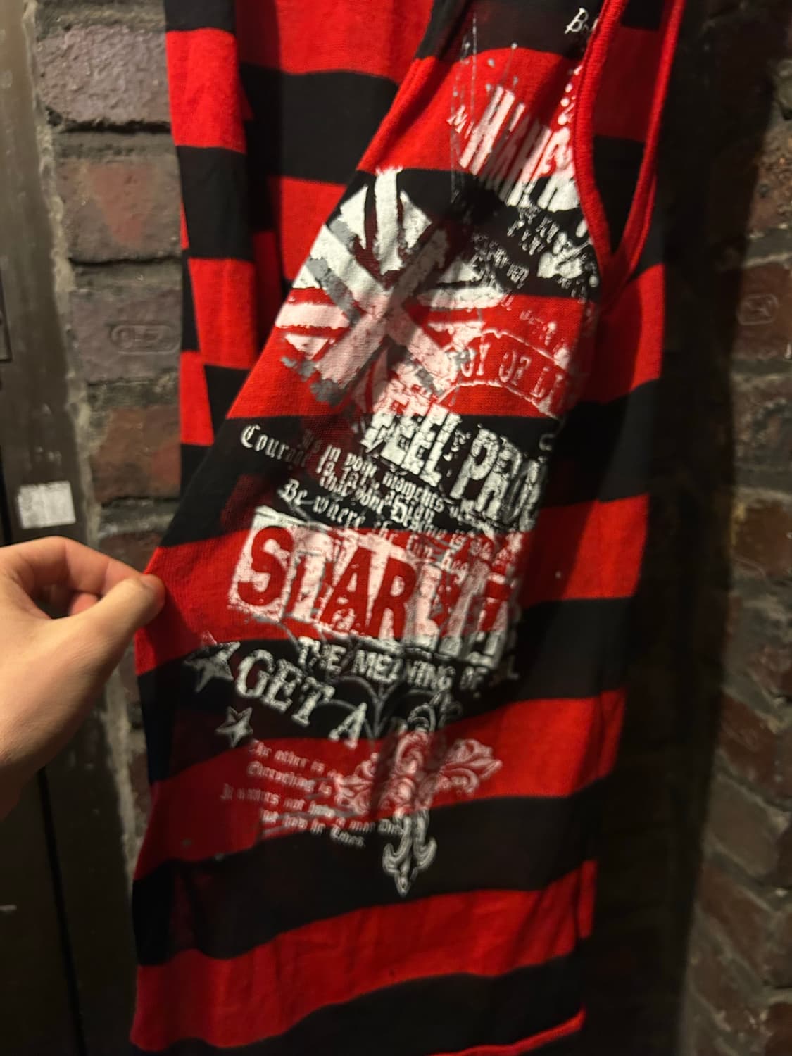 2000s JPN 펑크 스트라이프 유니언잭 조끼  상품이미지2