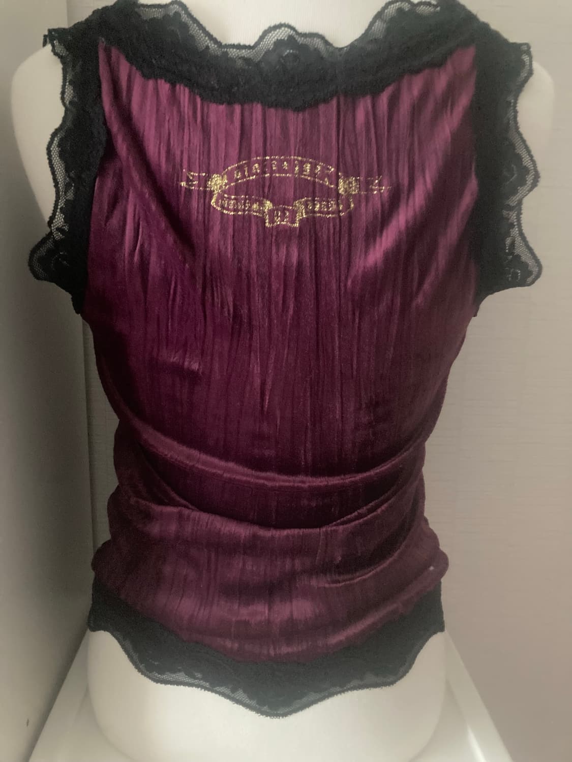 빈티지 y2k와투케 펑크 그런지 벨벳레이스 나시 상품이미지2