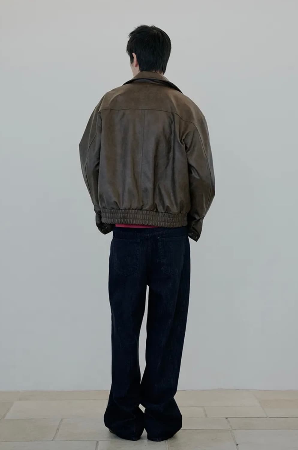 NUAKLE 자켓  누아클레 빈티지 크랙 레더 블루종 라이더자켓 상품이미지4