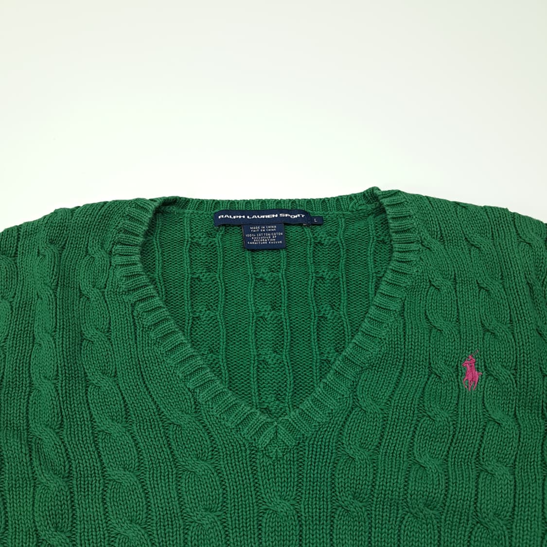 CL022 L 랄프로렌 스포츠 코튼 케이블 V넥 니트 상품이미지2