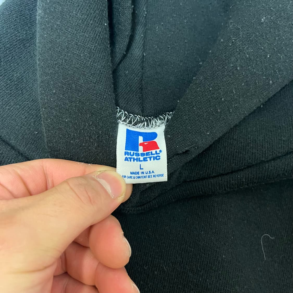 [L] 80s USA 빈티지 러셀 후드 블랙 상품이미지2