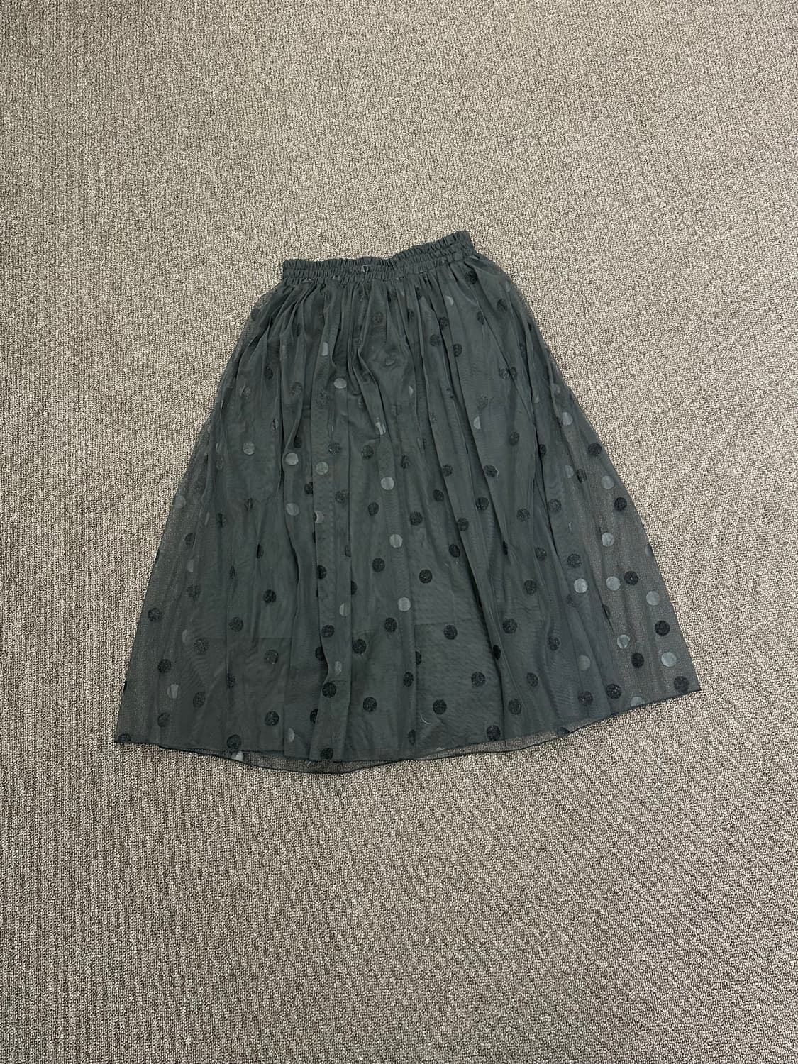 M)Japanese vintage 블랙 도트 패턴 쉬폰 스커트 상품이미지3