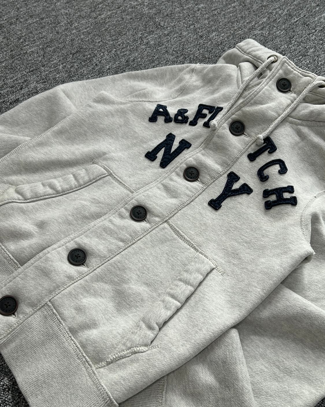 아베크롬비 멜란지그레이 버튼업 후드집업 상품이미지2