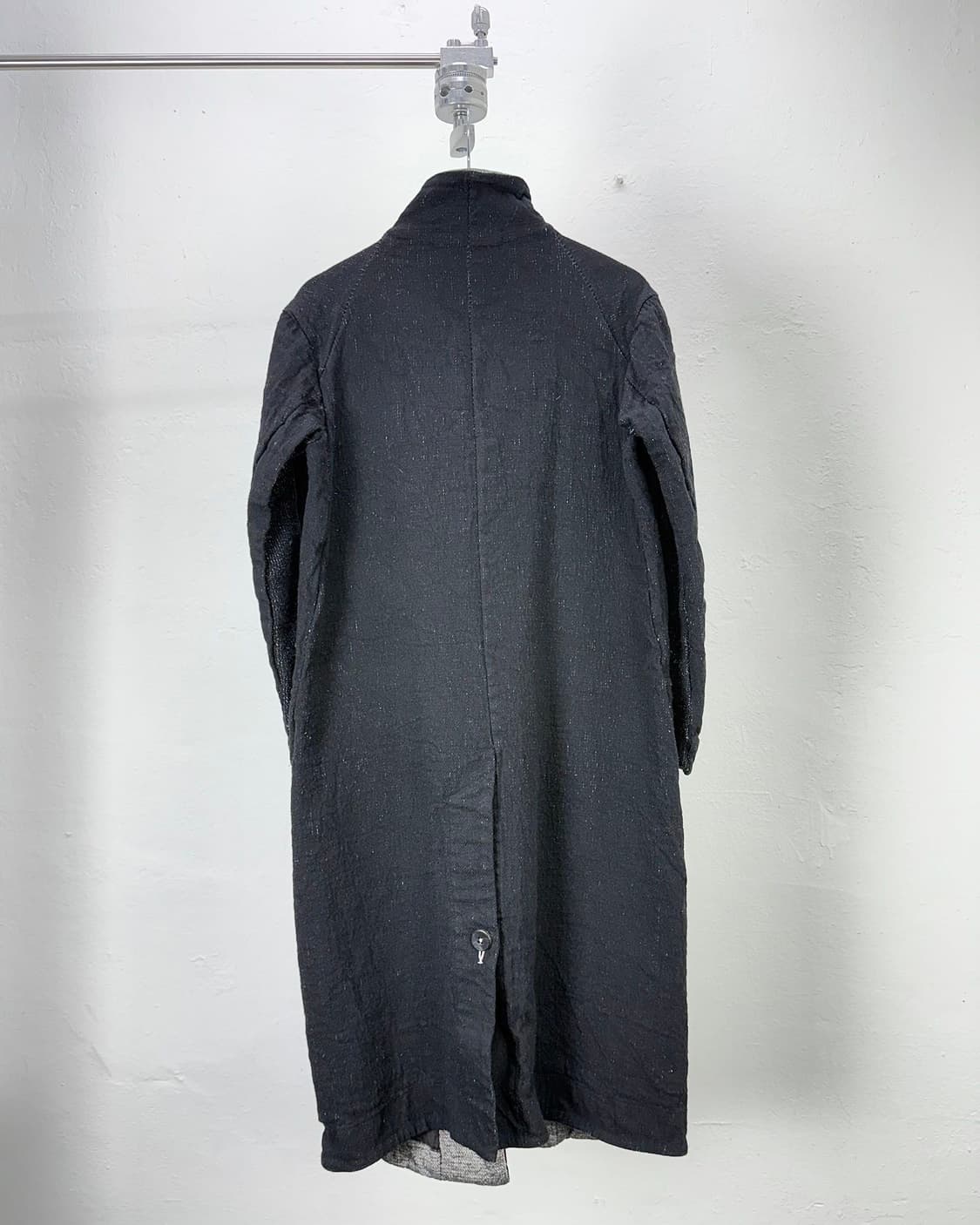 트랜짓 블랙 하이넥 그레인 싱글 니팅 스티치 롱 코트 자켓 상품이미지6