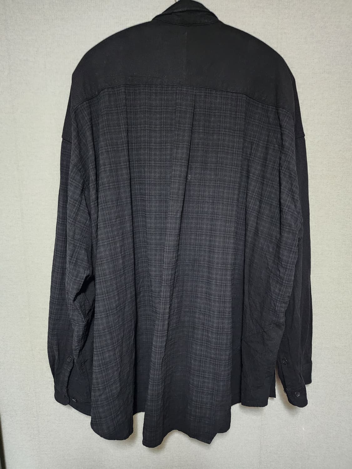 [3,L] 이얼즈어고 디비전 크럼플 루즈드 셔츠 블랙 상품이미지4