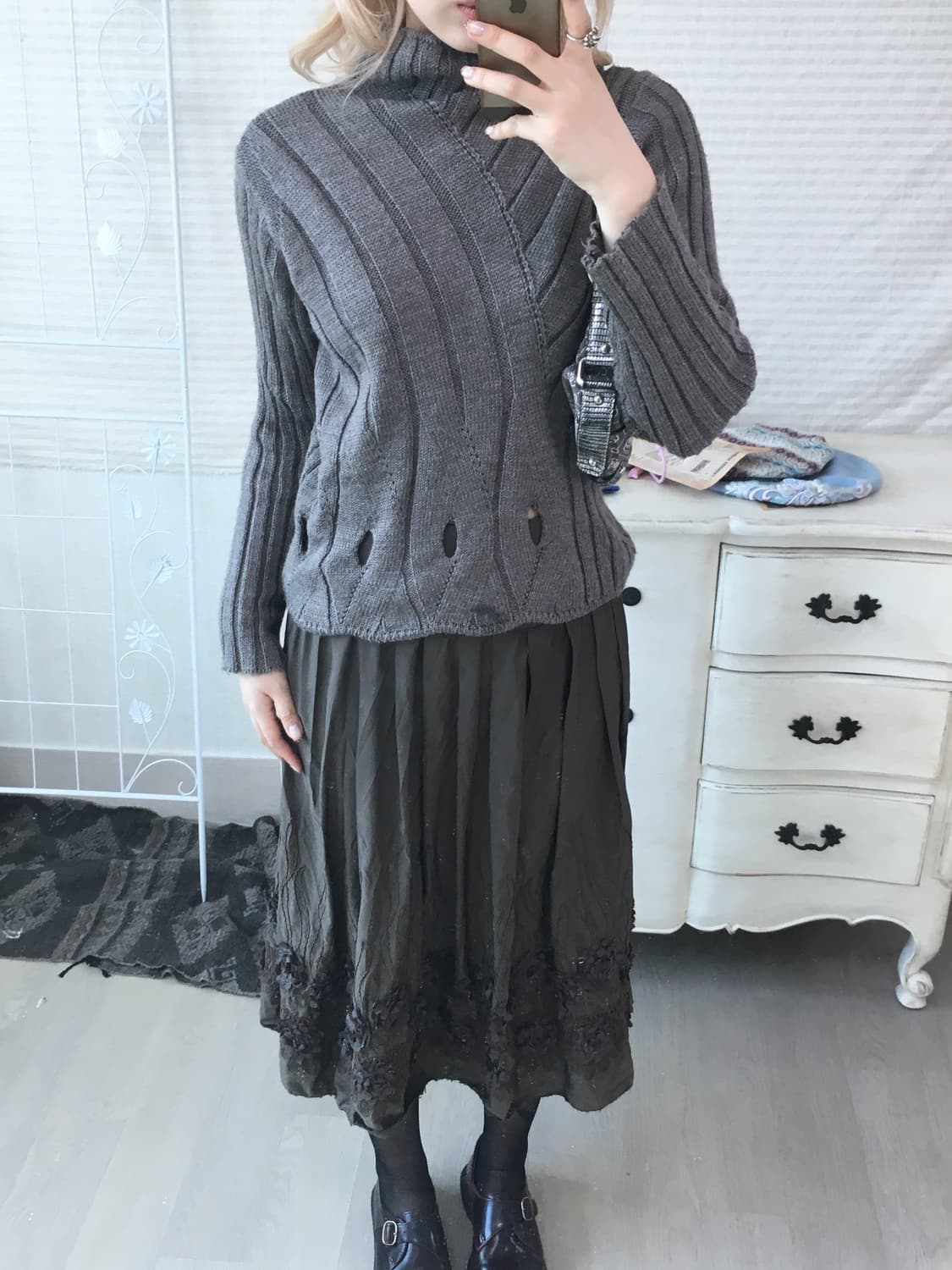 jpn vintage ash brown hole pullover knit 상품이미지2