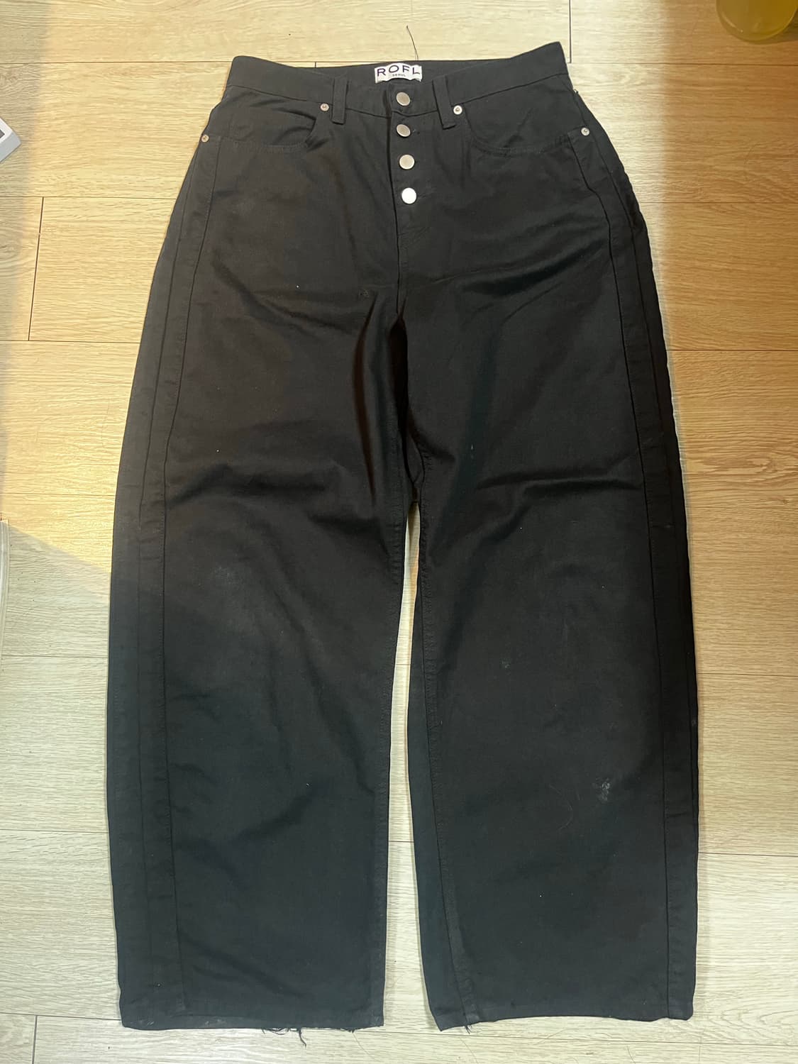 스냅 코튼 와이드 데님 상품이미지1