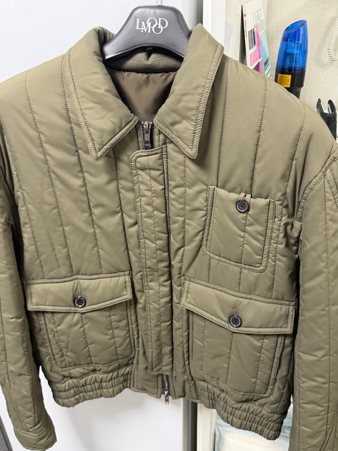 엘무드 텐쿠 퀼티드 블루종 자켓 올리브카키 상품이미지1