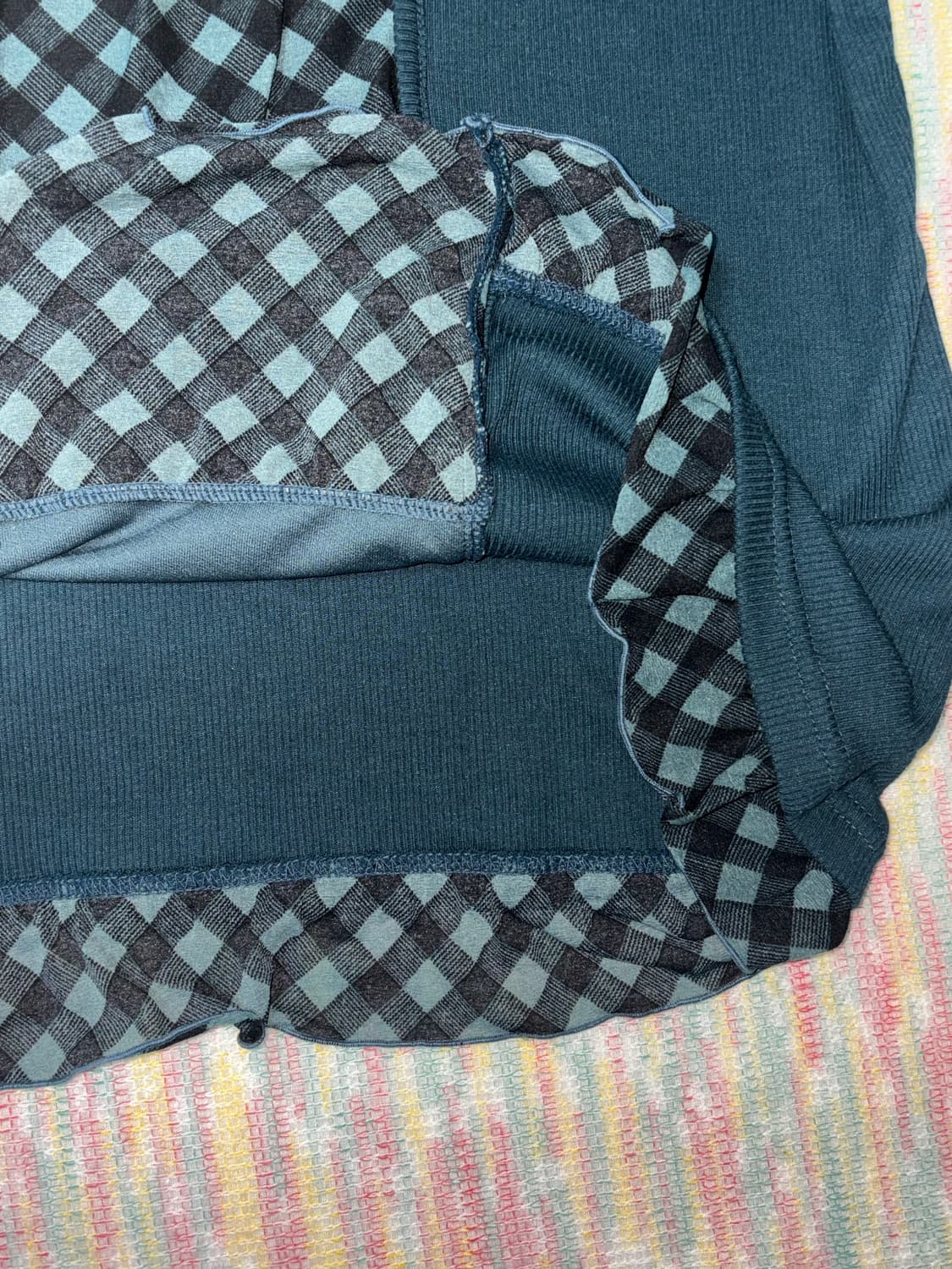 청록 체크 레이어드 블라우스 상품이미지7