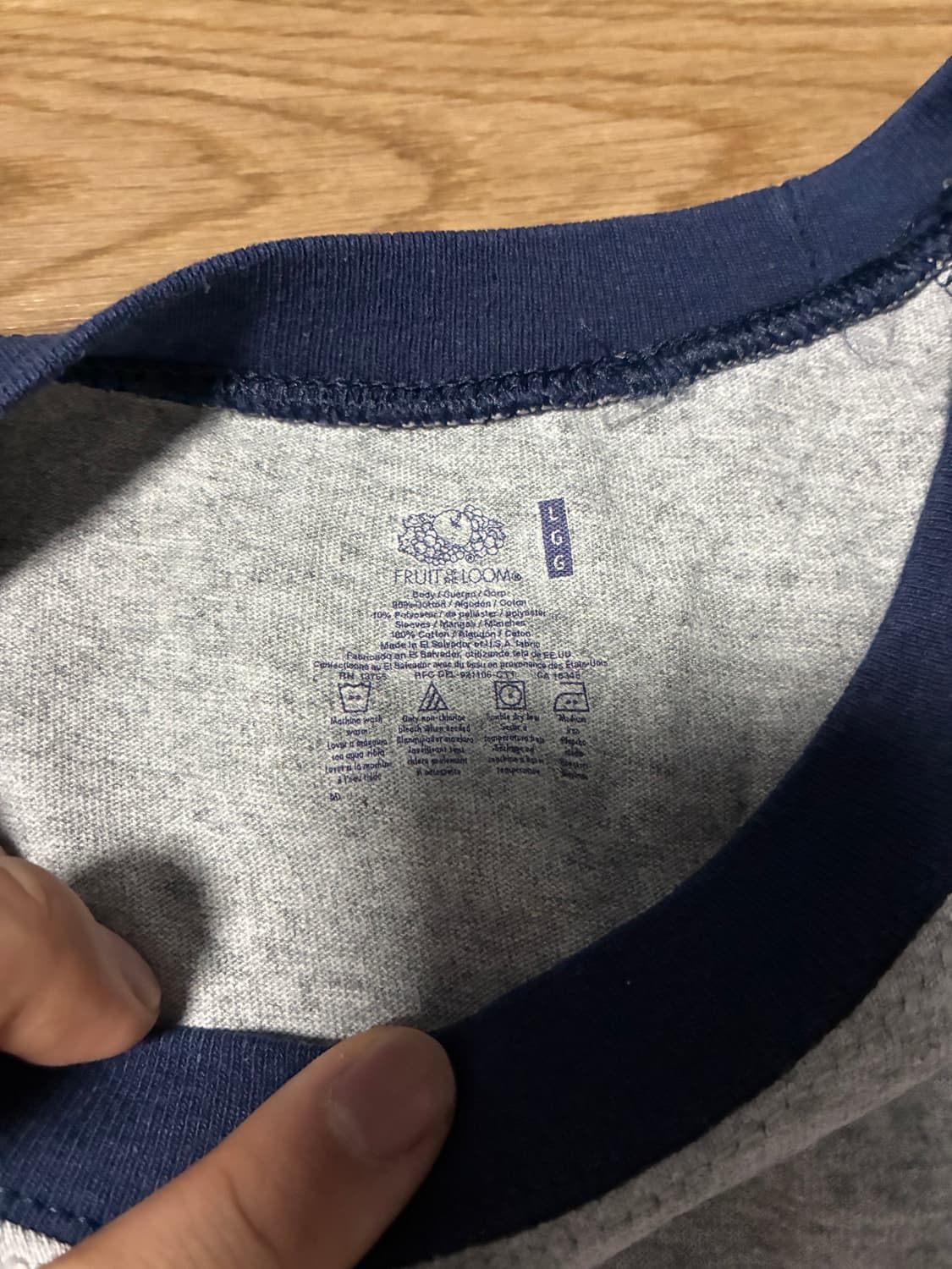 L) 90s) 푸릇오브더룸 래글런 티셔츠 그레이 네이비 상품이미지2