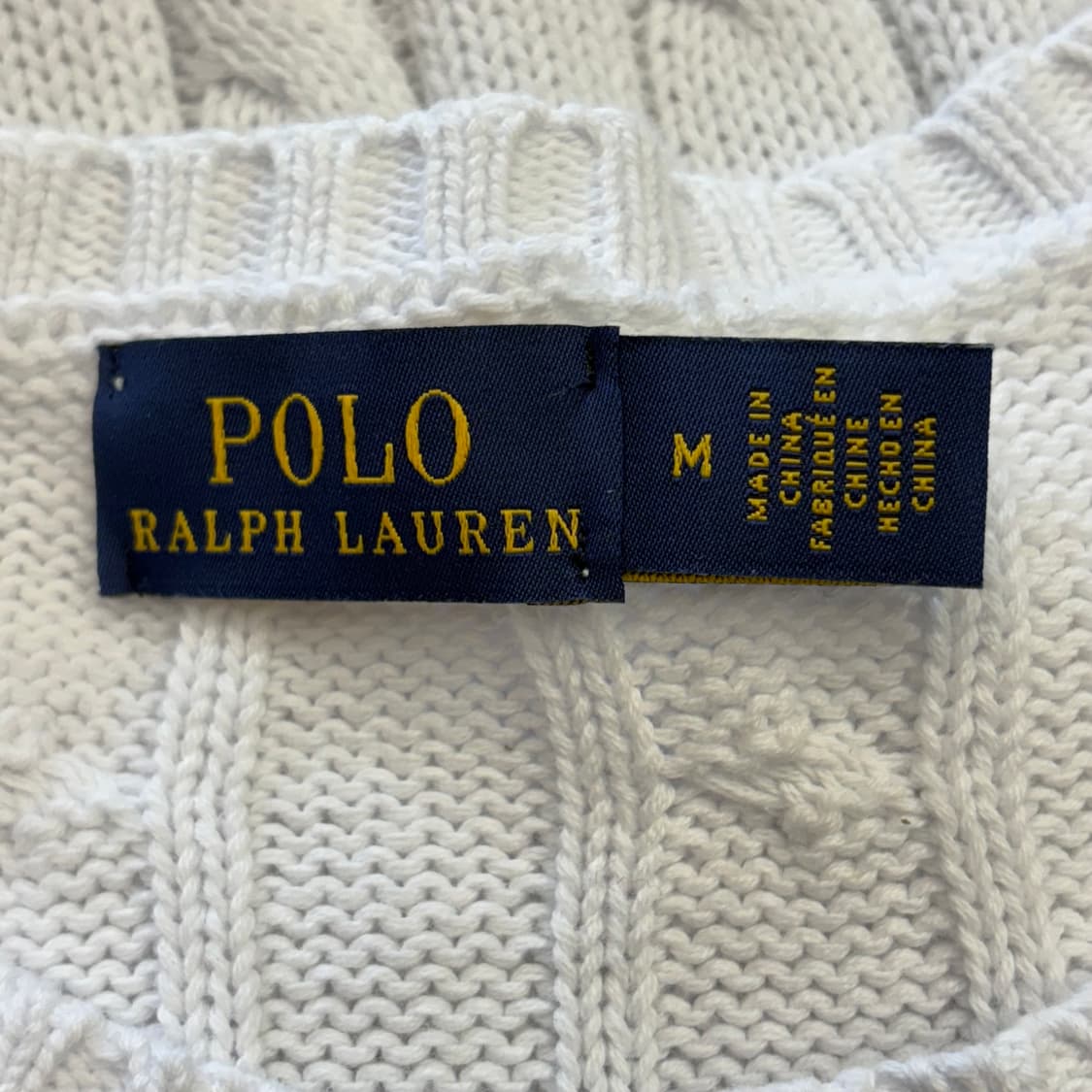 M 폴로랄프로렌 케이블 화이트 여성용 반팔니트  상품이미지4