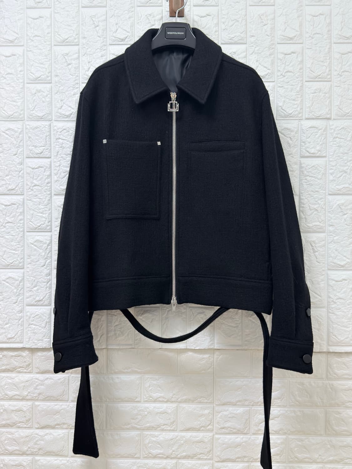 우영미 벨티드 울 점퍼 블랙(48) 상품이미지2
