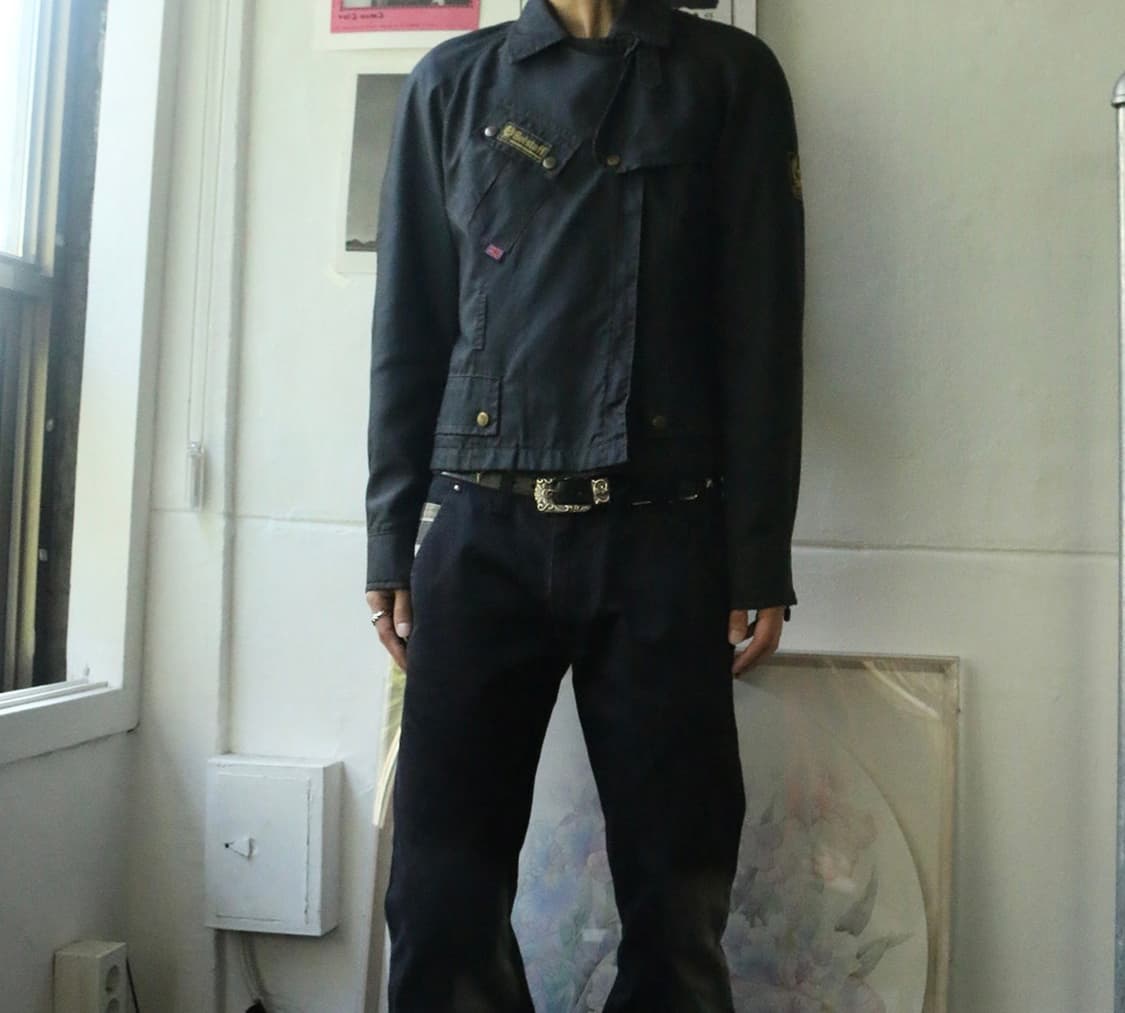 벨스타프 블랙 나일론 바이커 자켓 상품이미지1