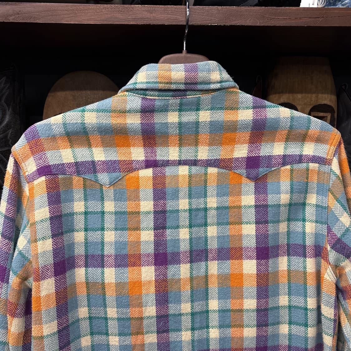 90s 리 유니온메이드 헤비플란넬 웨스턴 체크셔츠 젬스톤스냅 N870 상품이미지5