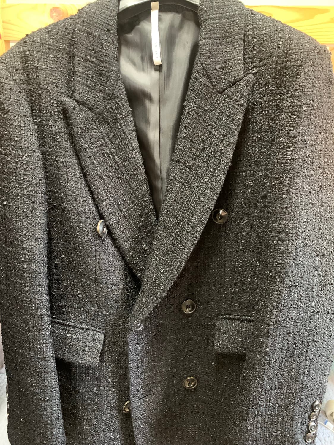 (48) 노이어 펜시 트위드 더블 브레스티드 코트 (블랙) 상품이미지2