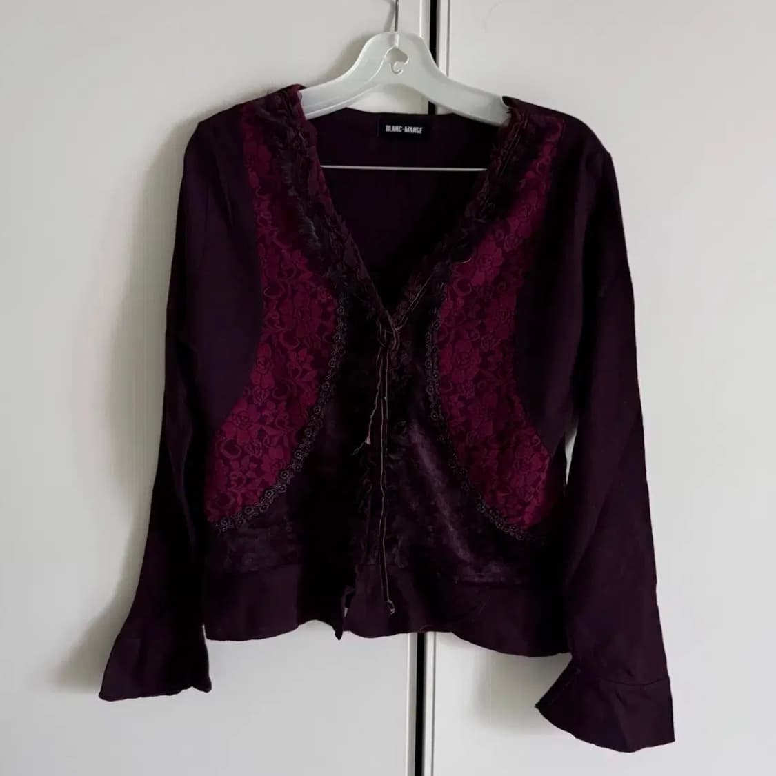 일본빈티지 그런지페어리 와인 가디건 블라우스 상품이미지3