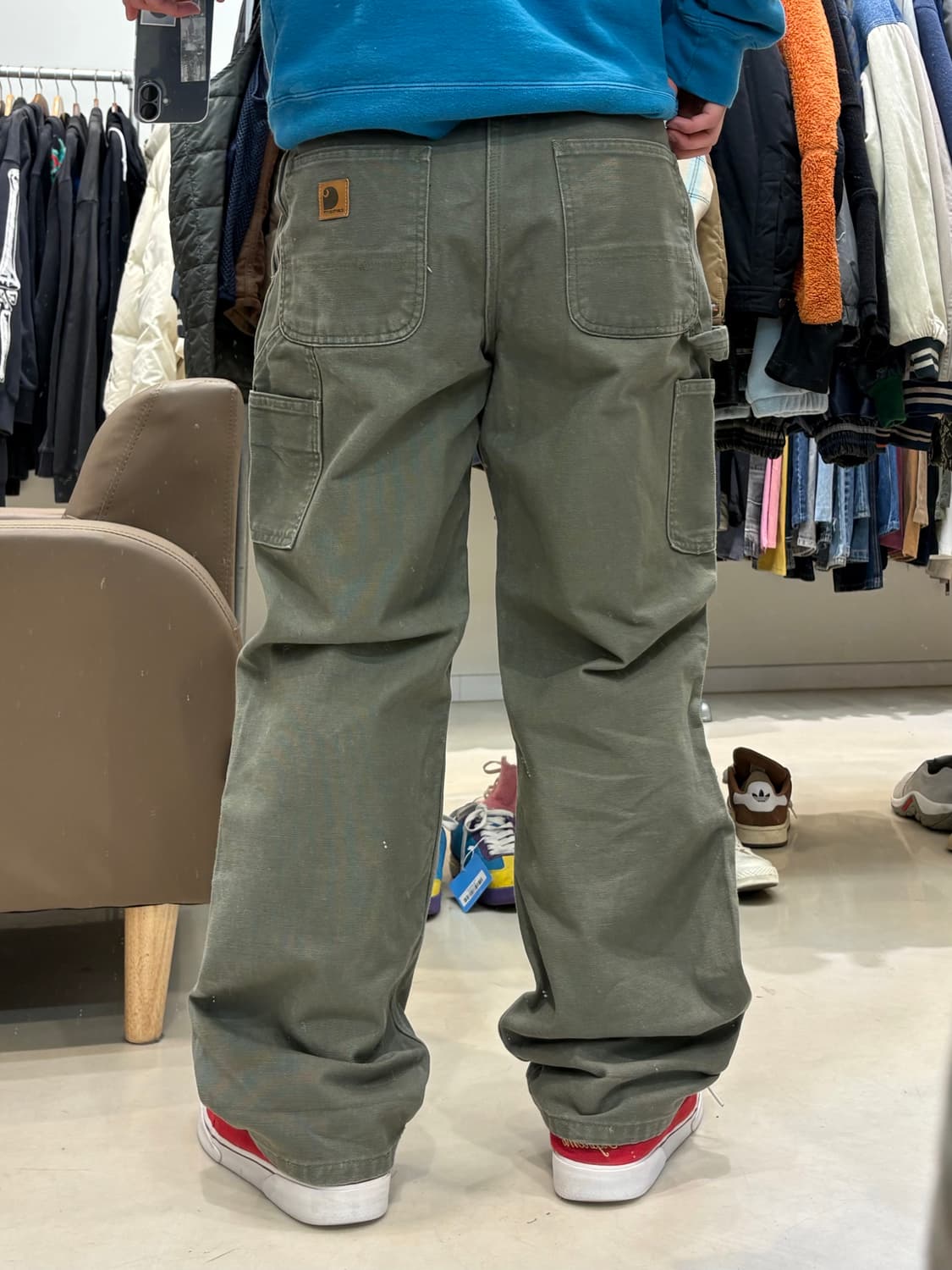 칼하트 B11 모스그린 싱글니 카펜터 팬츠 상품이미지9