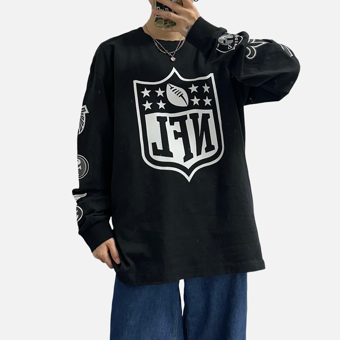 NFL 팀 로고 롱슬리브 긴팔티셔츠 블랙 상품이미지3