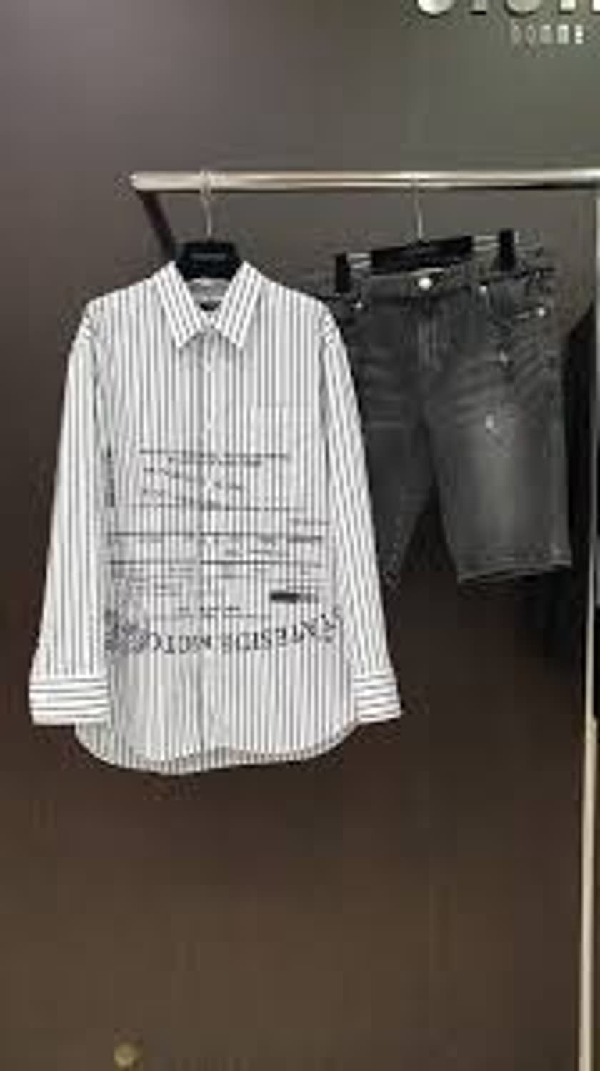 시스템 옴므 레터링 프린팅 스트라이프 셔츠 상품이미지9